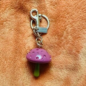Coach Pink Mushroom Keychain with Rhinestones